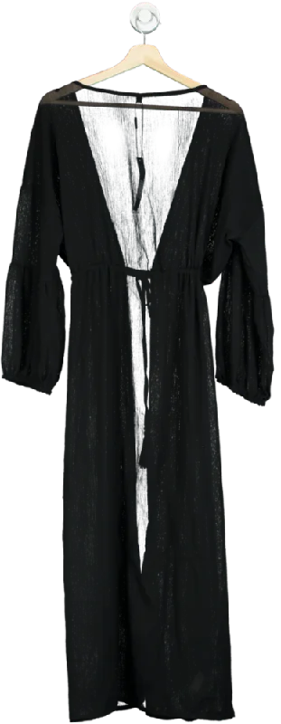 Fashion Nova Black Summer of Love Sheer Swim Cover Up Kimono UK S