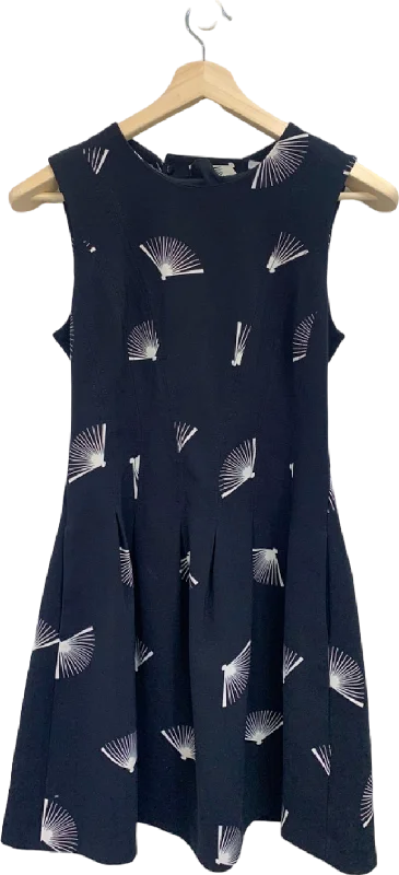 H&M Black Sleeveless Fan Print Dress UK 12