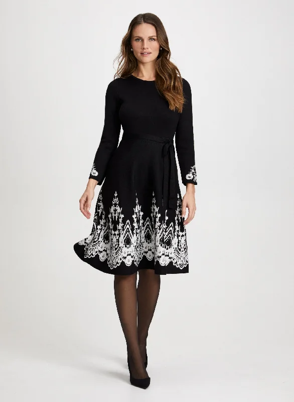 Paisley Motif Sweater Dress