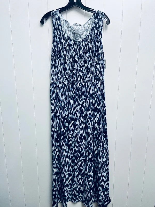 Dress Casual Midi By Calvin Klein In Blue & Purple, Size: L