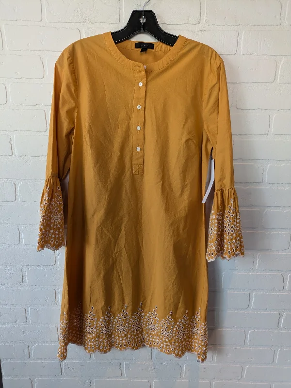 Dress Casual Midi By J. Crew In Gold & White, Size: S