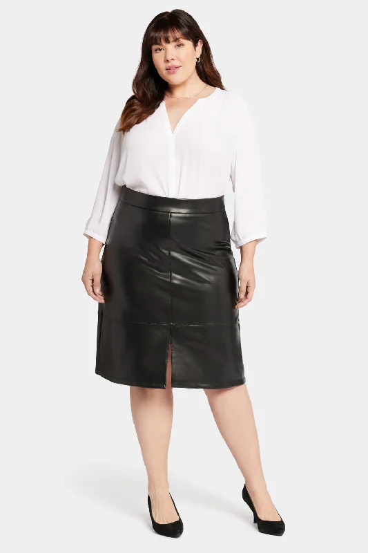 Faux Leather A-Line Skirt In Plus Size - Black