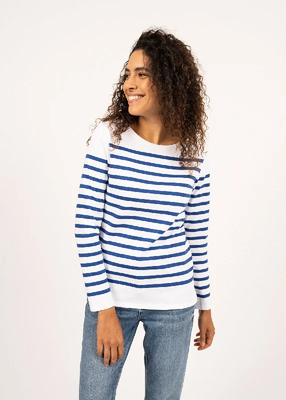 Naval woman authentic striped sailor shirt - in combed cotton (NEIGE/GITANE)