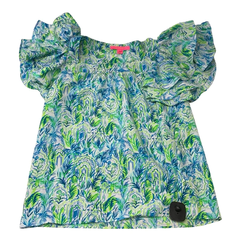 Top Short Sleeve Designer By Lilly Pulitzer In Blue, Size: S