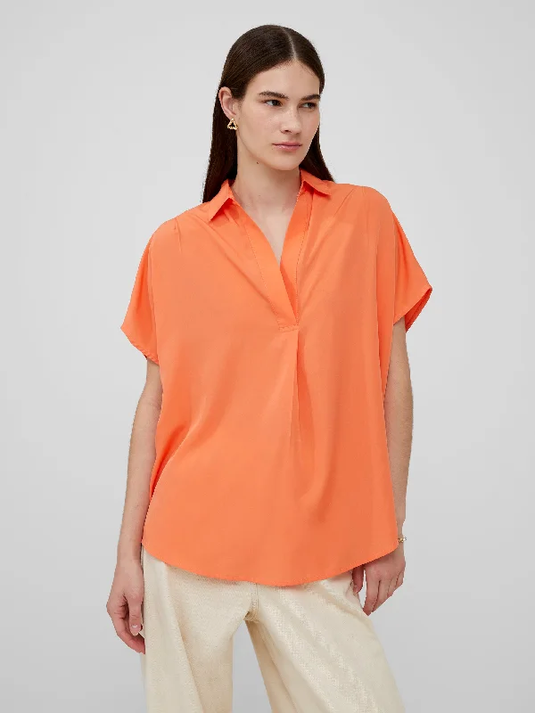 Crepe Light Cap Sleeve Popover Shirt