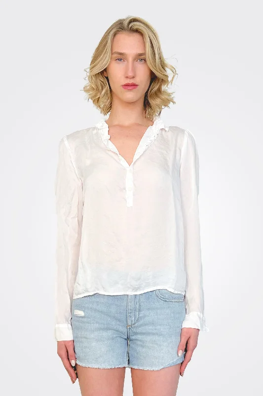 Tali 3/4 Button Down - White