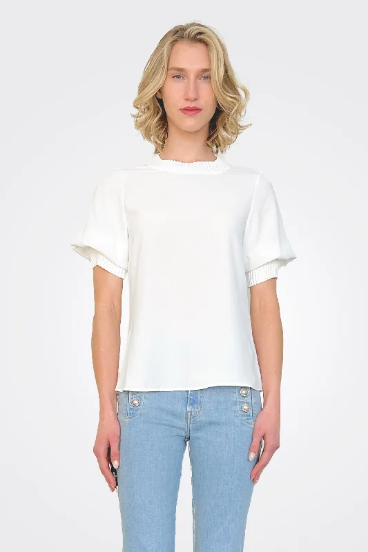 Dione Pleated Neck Top - Ivory