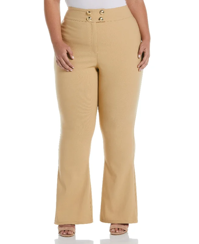 Plus Size Flare Leg Pant with Button Detail