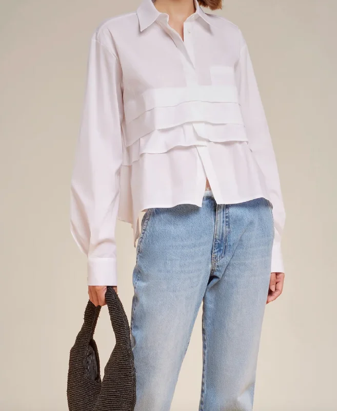 Ruffle Accent Shirt - White