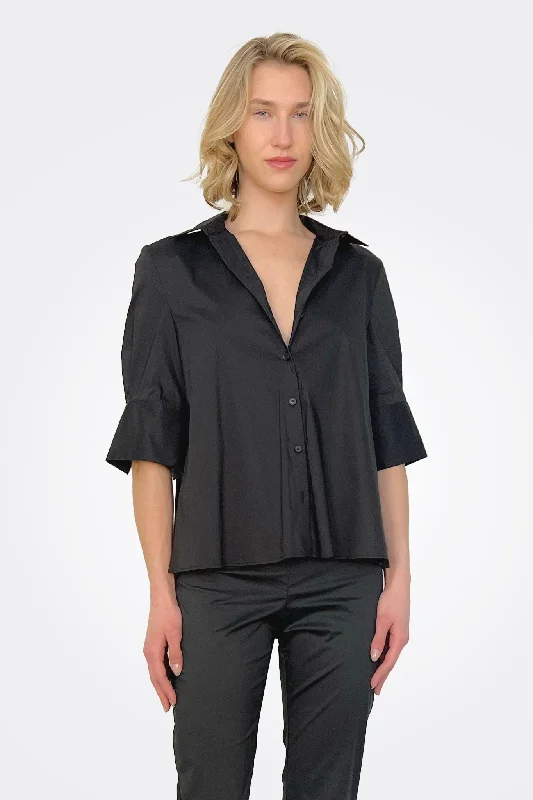 Stretch Poplin Shirt - Nero