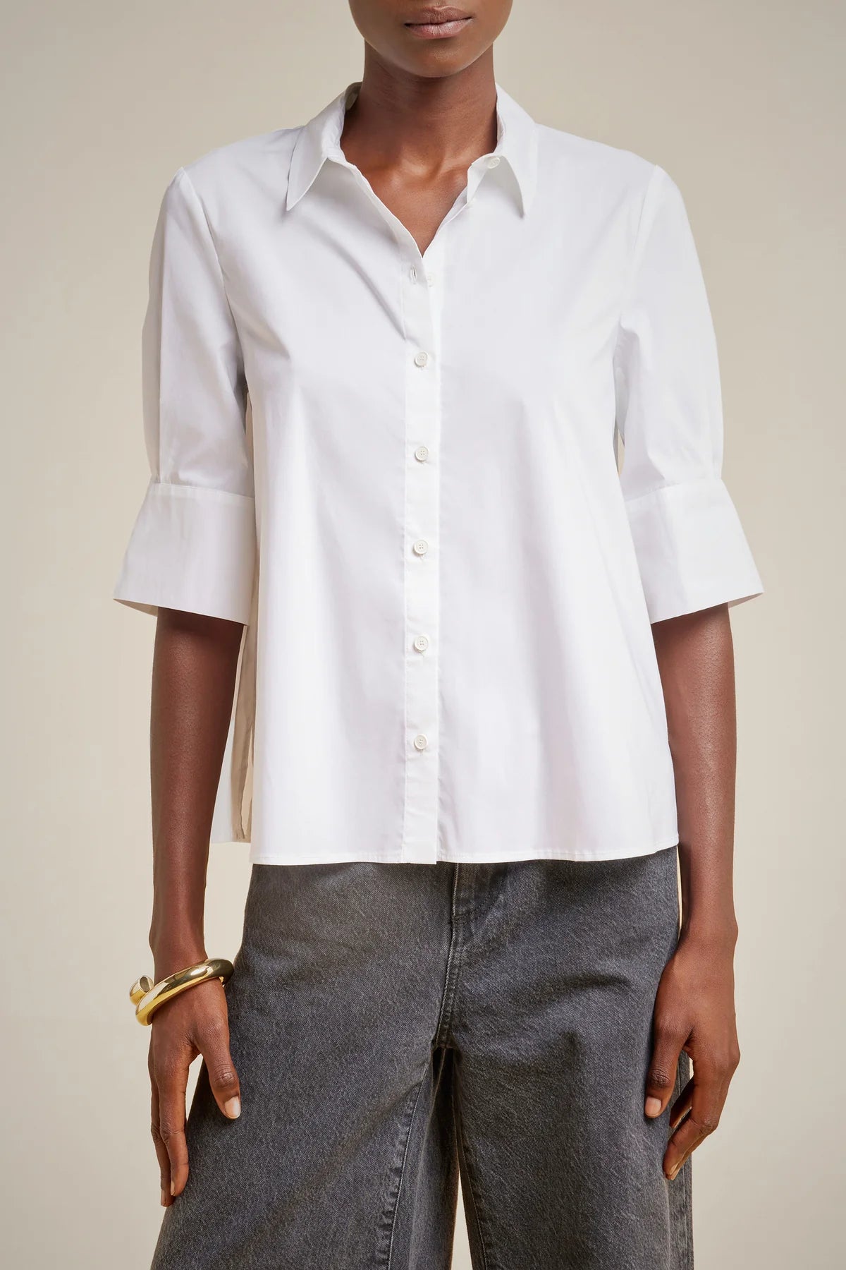 Stretch Poplin Shirt - White