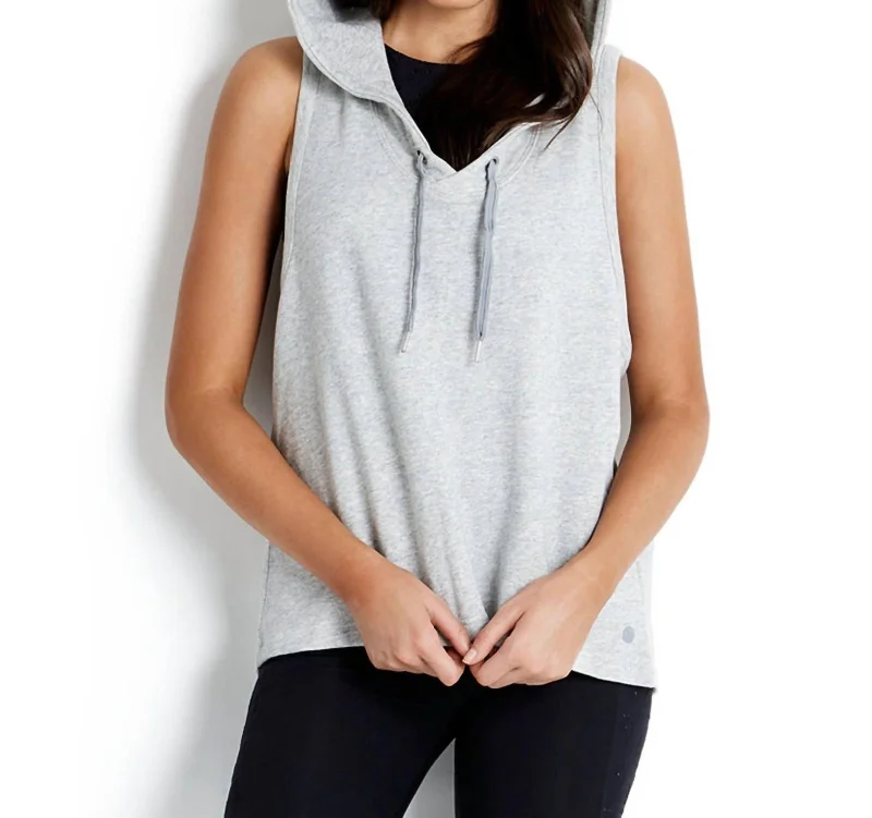 Cross Back Hoodie In Sea Grey