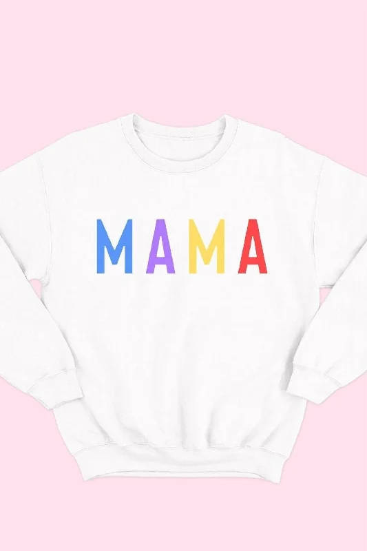 Mama Graphic Sweatshirt In White, Multicolored