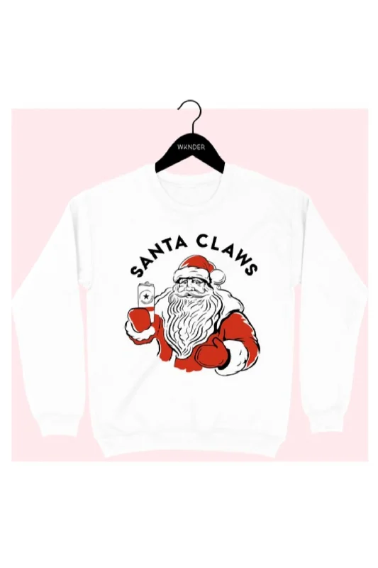 Santa Claws Crewneck Sweatshirt In White, Red, Black