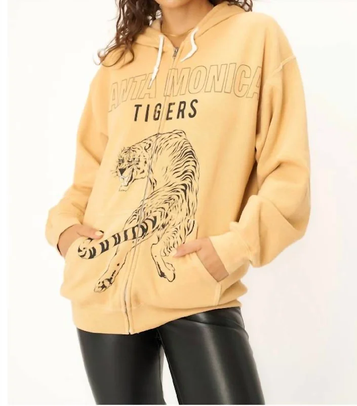 Santa Monica Tigers Zip Hoodie In Dw Honey Mustard