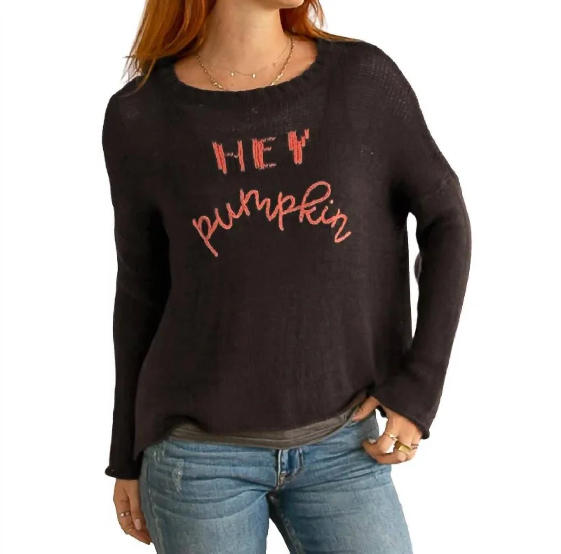 Sweater Hey Pumpkin Top In Black,ebony