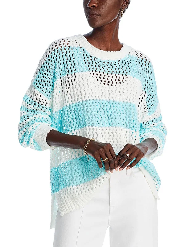 Womens Crewneck Ribbed Trim Pullover Sweater