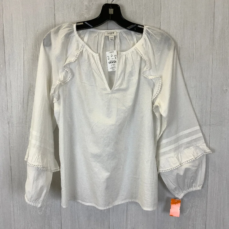 Top Long Sleeve By J Crew O In White, Size: Xxs