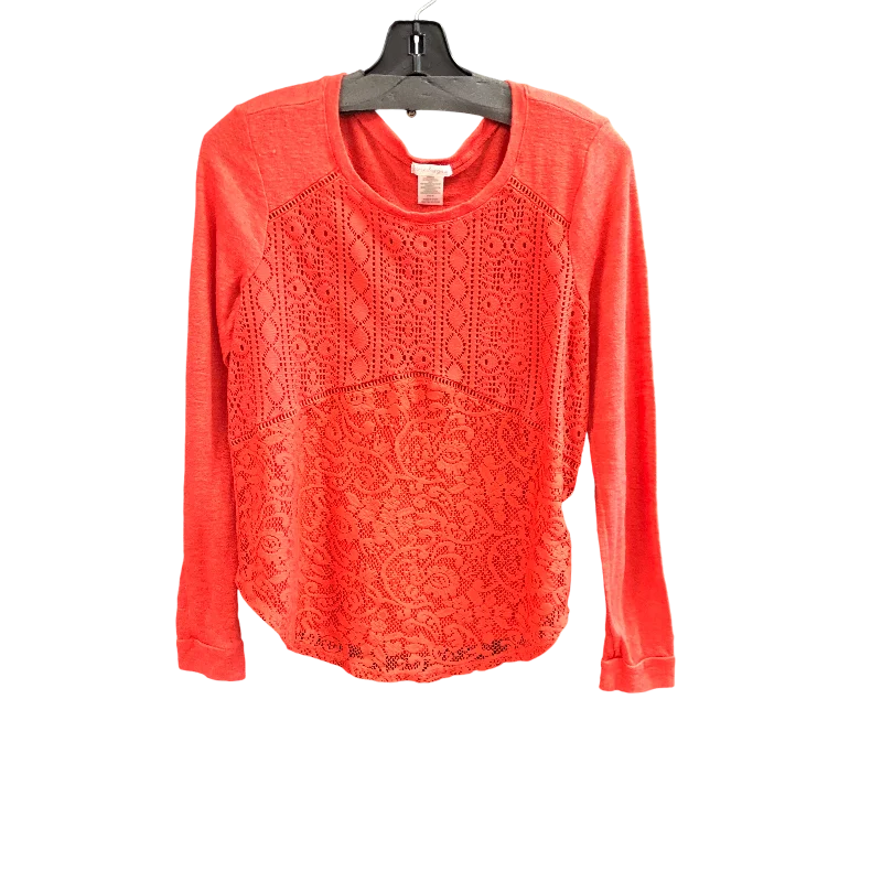 Top Long Sleeve By Love On A Hanger In Orange, Size: M