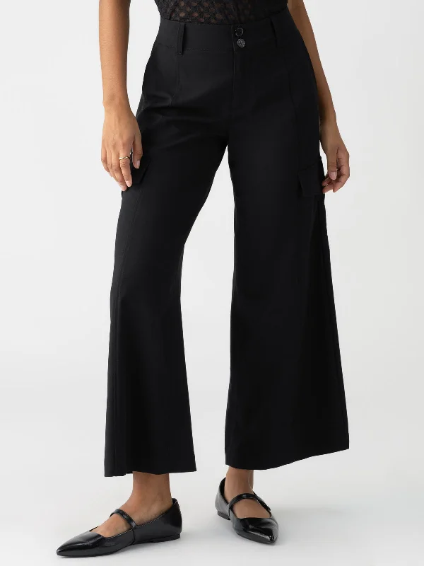 Rebel Wide Leg Standard Rise Crop Pant Black