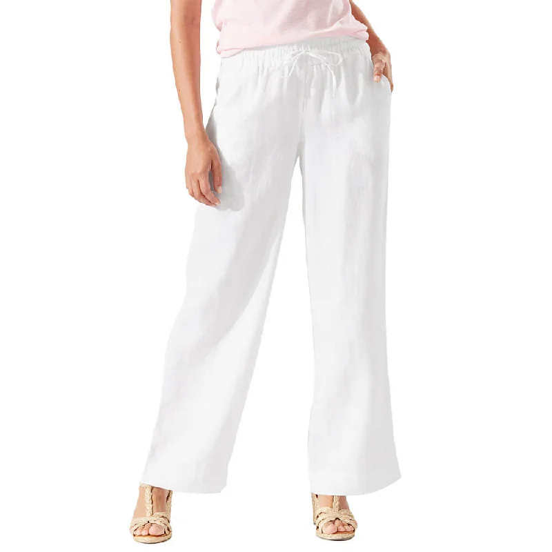 Tommy Bahama Women's Two Palms Straigh High Rise Easy Linen Pants - White*