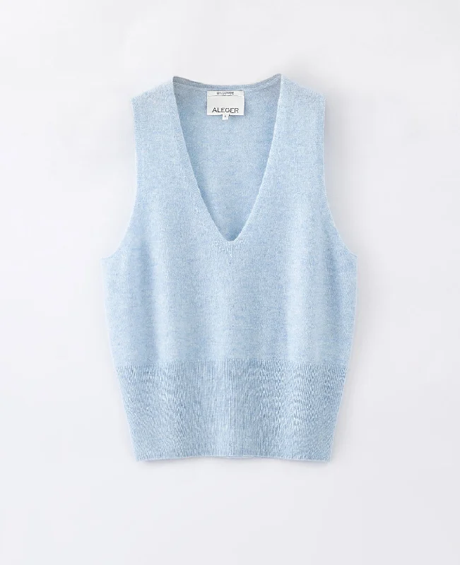 Aleger - N.35 Cashmere Low V Tank Sky Blue