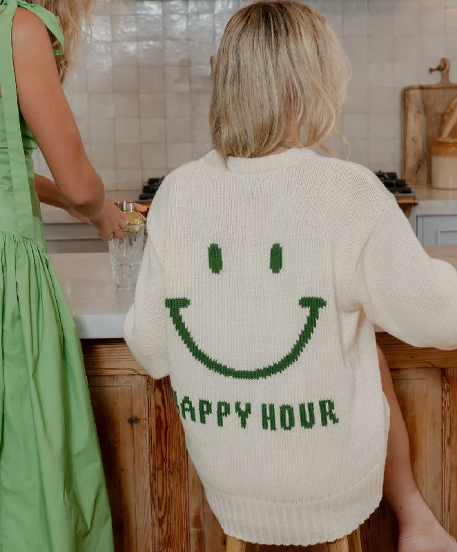 Caitlin Crisp Happy Hour Crew - Cream/Forest Green